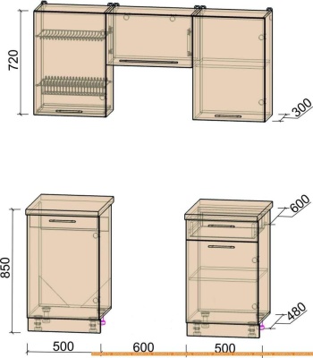 Кухня Интерлиния Мила Пластик 1.6 А (гортензия гл/белый гл/опал светлый) фотография