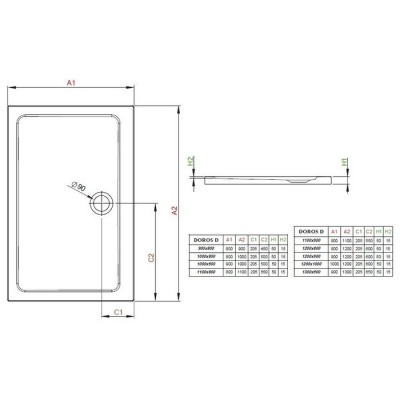 Акриловый поддон Radaway Doros D 110x90x5 фотография