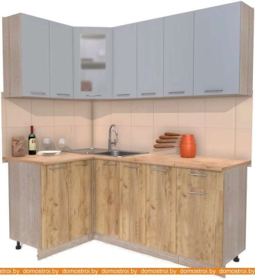 Кухня Интерлиния Мила 12x19 (серебристый-дуб золотой-дуб бунратти) фотография