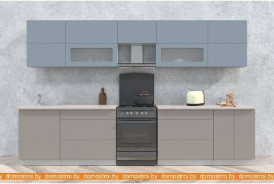 Кухня Интерлиния Мила Матте 3.4 Б (океан/луна/травертин серый) фотография