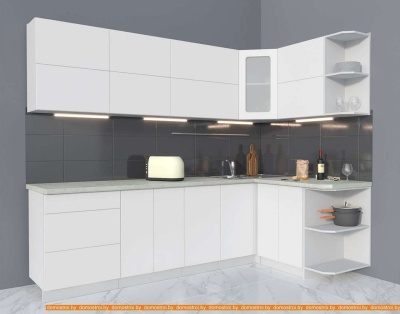 Кухня Интерлиния Мила Матте 1.5x2.9 А правая (белый/белый/опал светлый) фотография