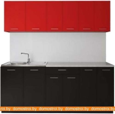 Кухня Артём-Мебель Лана без стекла ДСП 1.8м (красный/черный) фотография