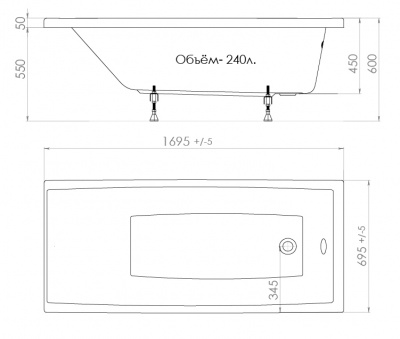 Акриловая ванна Triton Джена 170x70 фотография