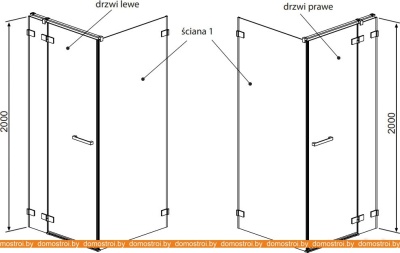 Душевой уголок Radaway Euphoria KDJ 90x80 (383044-01 + 383051-01) фотография