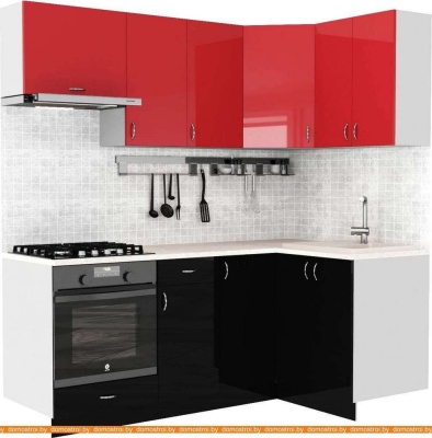 Кухня S-Company Клео глоcс 1.2x2.0 правая (черный глянец/красный глянец) фотография