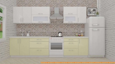 Кухня ВерсоМебель ВерсоЛайн 8-2.6 (белый 001/ваниль 102) фотография