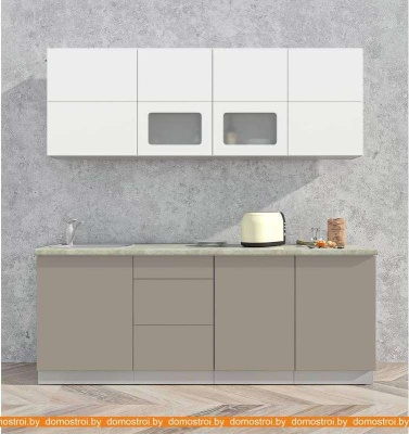 Кухня Интерлиния Мила Матте 2.1 А (белый/луна/опал светлый) фотография