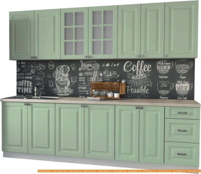 Кухня Интерлиния Мила Деко 2.6 А (мята/травертин серый) фотография