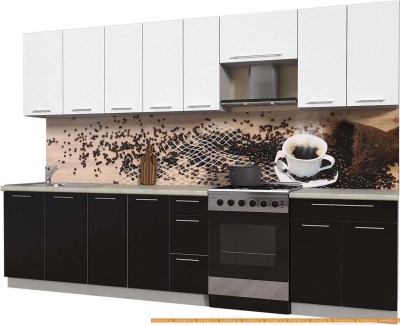 Кухня Интерлиния Мила Пластик 3.1 А (черный глянец/белый глянец/опал светлый) фотография