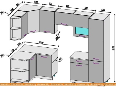 Кухня ВерсоМебель ЭкоЛайт-6 1.3x2.8 левая (белый/яблоко) фотография