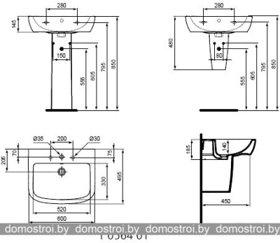 Умывальник Ideal Standard Tempo 60x50 T056401 фотография