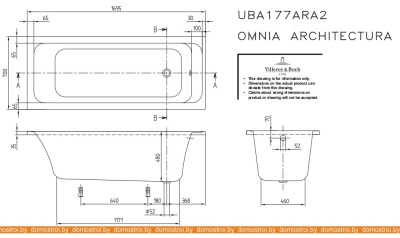 Ванны Villeroy & Boch Omnia Architectura Duo 170x70 UBA177ARA2V-01 фотография
