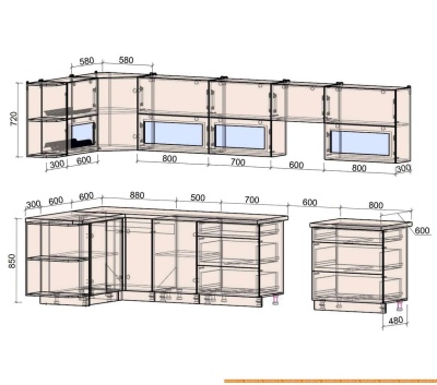 Кухня Интерлиния Мила Матте 1.5x3.5 Б левая (белый/белый/кастилло темный) фотография