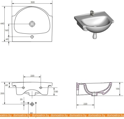 Умывальник Cersanit Nati 50 50x44 фотография