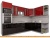Кухня Интерлиния Мила Gloss 1.88x2.8 правая (красный-черный) фотография