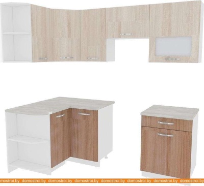 Кухня ВерсоМебель Эко-5 1.2x2.1 левая (ясень шимо светлый/ясень шимо темный) фотография