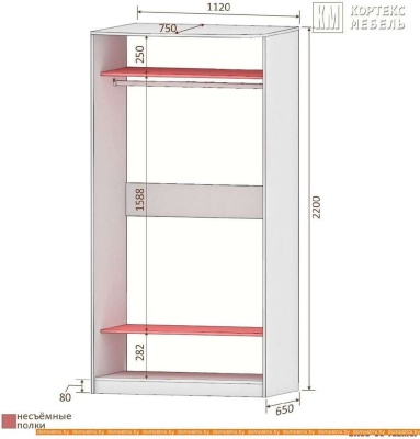 Шкаф-купе Кортекс-мебель Лагуна ШК03-02 (венге/венге светлый) фотография