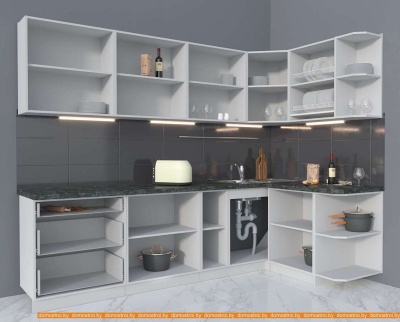 Кухня Интерлиния Мила Матте 1.5x2.7 А правая (белый/луна/опал светлый) фотография