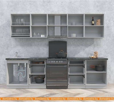 Кухня Интерлиния Мила Матте 2.8 Б (океан/океан/травертин серый) фотография