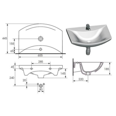 Умывальник Cersanit Omega 65 фотография