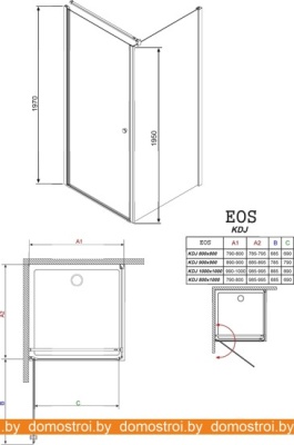 Душевой уголок Radaway Eos KDJ 100R x100 (прозрачное стекло) фотография