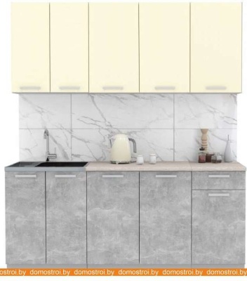 Кухня Интерлиния Мила Лайт 1.8-60 (ваниль-бетон-травертин) фотография