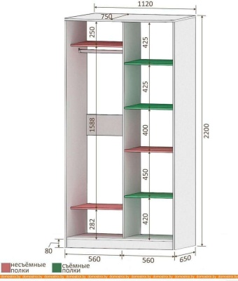 Шкаф-купе Кортекс-мебель Лагуна ШК01-01 (венге/венге светлый) фотография