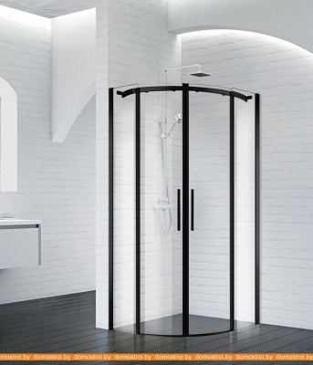 Душевой уголок BelBagno Acqua-R-2-100-C-NERO (прозрачное стекло) фотография