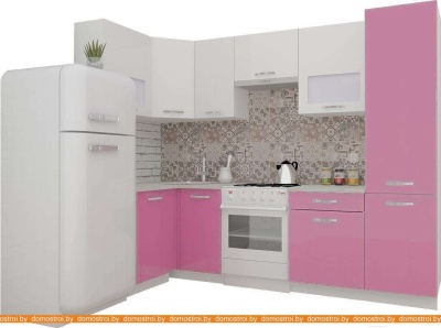 Кухня ВерсоМебель ЭкоЛайт-5 1.2x2.6 левая (белый/розовый) фотография