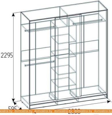 Шкаф-купе Глазов Домашний 2000 ЛДСП с зеркалом (бодега светлый) фотография