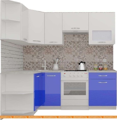 Кухня ВерсоМебель ЭкоЛайт-6 1.2x2.2 левая (белый/глубокий синий) фотография