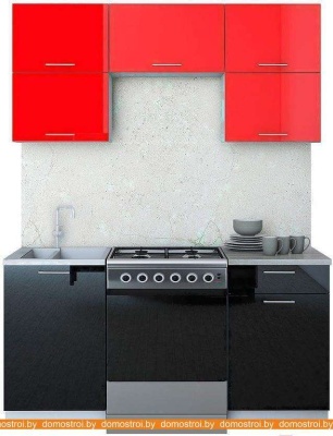 Кухня Интерлиния Мила Gloss 60-16 (красный/черный) фотография