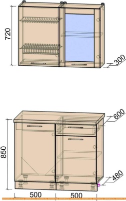 Кухня Интерлиния Мила Пластик 1.0 Б (черный глянец/белый глянец/опал светлый) фотография
