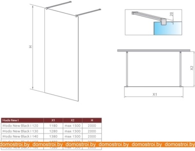 Душевая стенка Radaway Modo I New Black 130 фотография