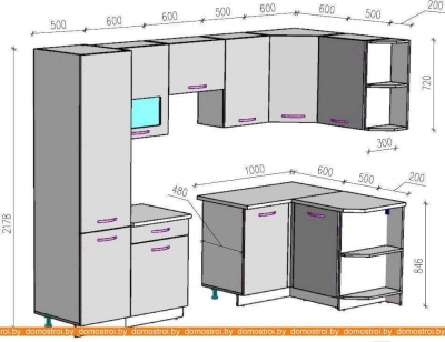 Кухня ВерсоМебель Эко-6 1.3x2.8 правая (ясень шимо светлый/зеленый лайм) фотография