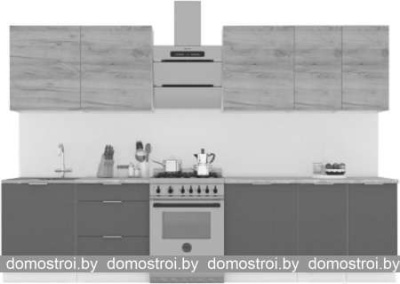Кухня Интермебель Микс Топ-9 2.6м (графит серый-дуб крафт зол-дуб крафт зол) фотография