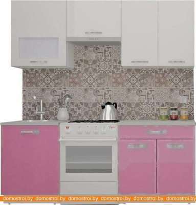 Кухня ВерсоМебель ЭкоЛайт-5 1.9 (белый/розовый) фотография