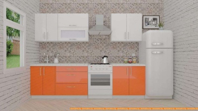 Кухня ВерсоМебель ВерсоЛайн 4-2.2 (белый 001/яркий оранжевый 008) фотография