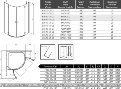 Душевой уголок Radaway Torrenta PDD 900x800 (31630-01-05) фотография