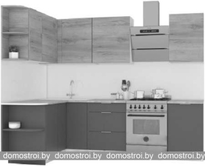 Кухня Интермебель Микс Топ-12 2x1.5м левая (графит серый-дуб крафт зол-ателье св.) фотография