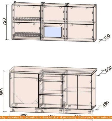 Кухня Интерлиния Мила Матте 1.7 А (слоновая кость/океан/опал светлый) фотография