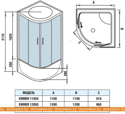 Душевая кабина WeltWasser WW500 Emmer 12055-2 фотография
