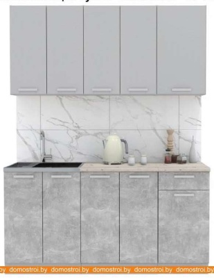 Кухня Интерлиния Мила Лайт 1.6-60 (серебристый-бетон-бискайская сосна) фотография