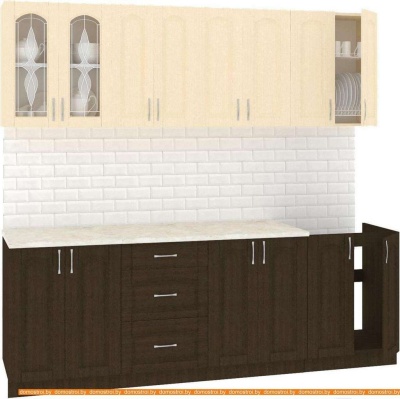 Кухня Кортекс-мебель Корнелия Ретро 2.3м (венге светлый/венге/королевский опал) фотография