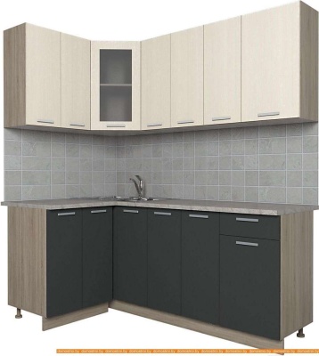 Кухня Интерлиния Мила 12x19 (антрацит/вудлайн кремовый) фотография