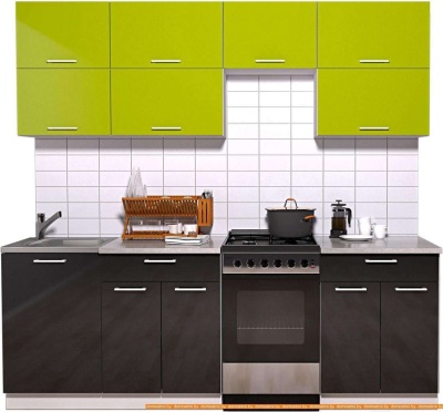 Кухня Интерлиния Мила Gloss 50-22 (яблоко/черный глянец) фотография