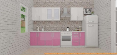 Кухня ВерсоМебель ВерсоЛайн 7-2.3 (белый 001/розовый 011) фотография