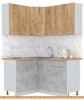 Кухня Интерлиния Мила Лайт 1.2x1.5 (дуб золотой-бетон-дуб бунратти) фотография