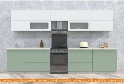 Кухня Интерлиния Мила Матте 3.6 Б (белый/мята/опал светлый) фотография