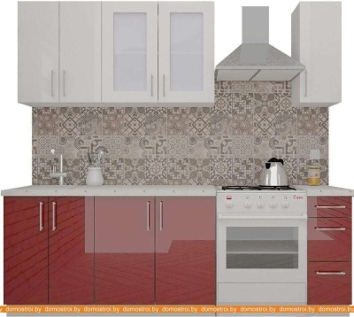 Кухня ВерсоМебель ВерсоЛайн 3-1.7 (белый 001/темно-красный 018) фотография